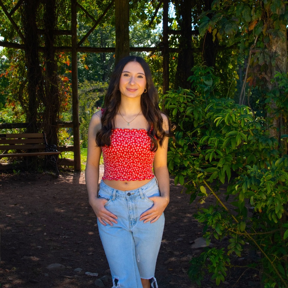 Red floral crop top